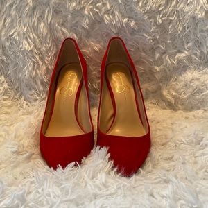 Jessica Simpson, Red pump velvet style, size 8 1/2 in shoes
